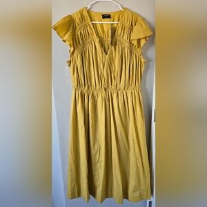Lane Bryant yellow midi front tie dress